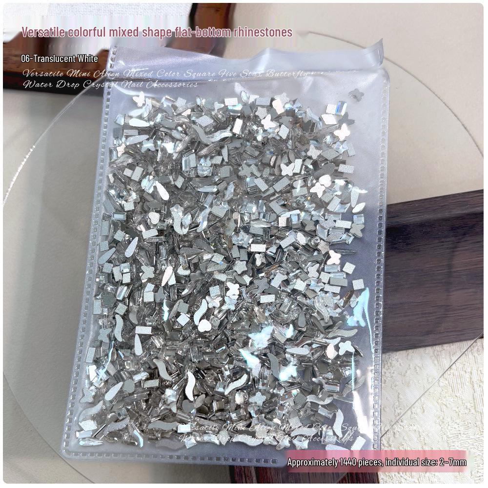 1440 Mini Flat-Back Rhinestones for Nail Art, Mixed Styles, Super Shiny Champagne Color, DIY Accessories