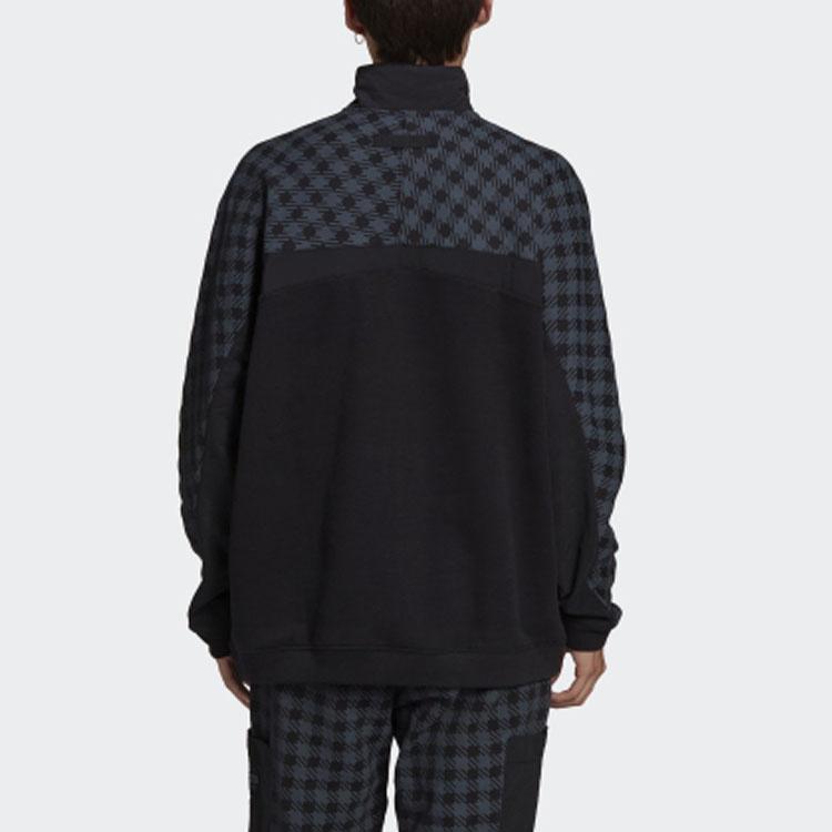 adidas originals D Sweat Grp Half Zipper Plaid Casual Sports Black Men's GD9322