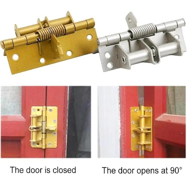 4pcs 4 inch Positioning Hinge Spring Self-aligning Hinge Automatic Closing Door Multi-Function Screen Door Hinge Furniture Supplies(Gold)