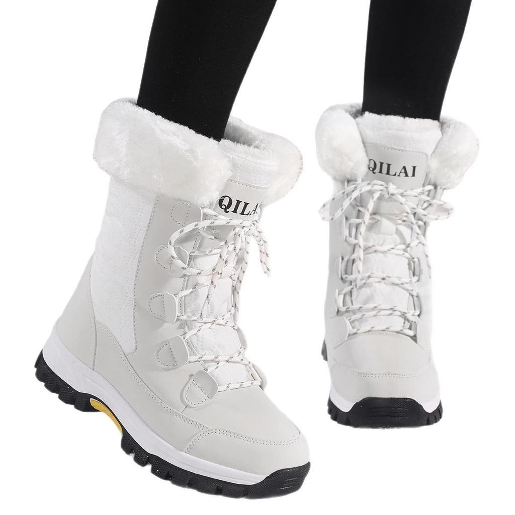 Women's Plus Size High-Top Snow Boots - Warm, Outdoor Hiking & Ski Boots with Velvet Lining