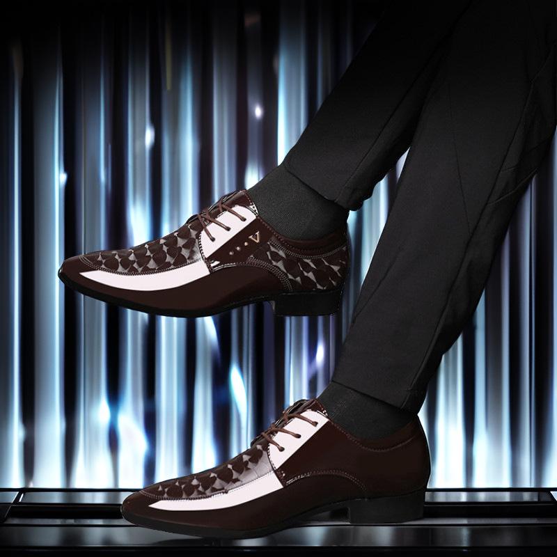 Autumn new men's shoes business dress men's leather shoes large size British pointed glossy youth casual shoes men's tide