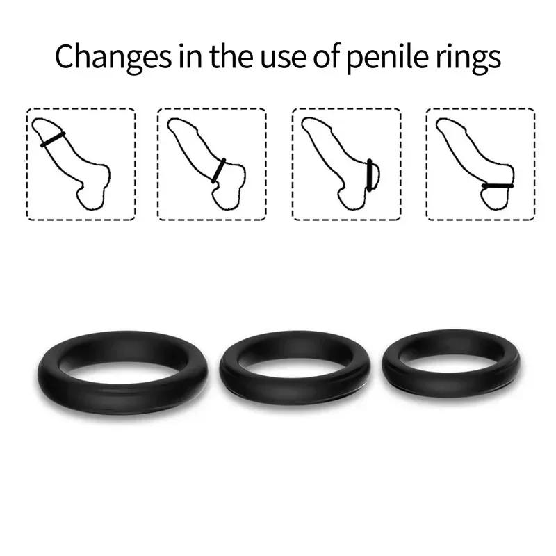 3pcs Male Luminous Penis Rings Smooth Silicone Delay Ejaculation Cock Ring Sexy Erection Ring Adult Product Sex Toys For Men