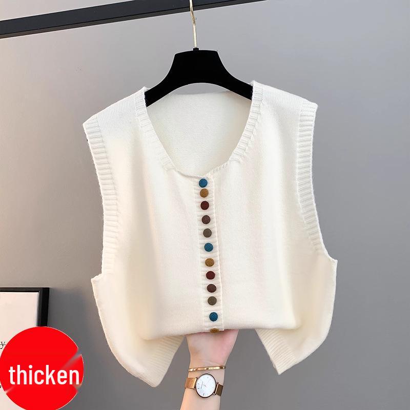 

2025 Women’s Knitted V-Neck Cardigan Vest - Sleeveless, Loose Fit for Spring & Autumn XL