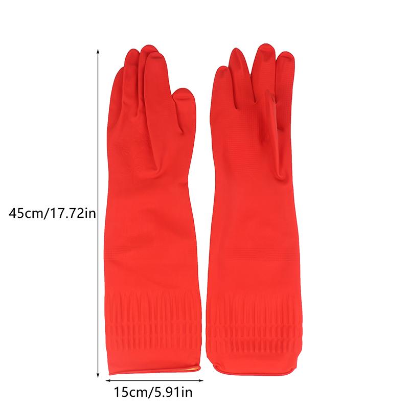 1Pair Latex Long Dish Washing Kitchen Clean Gloves Dish Washing Aquarium Fish Tank Industrial Thick Protective Gloves