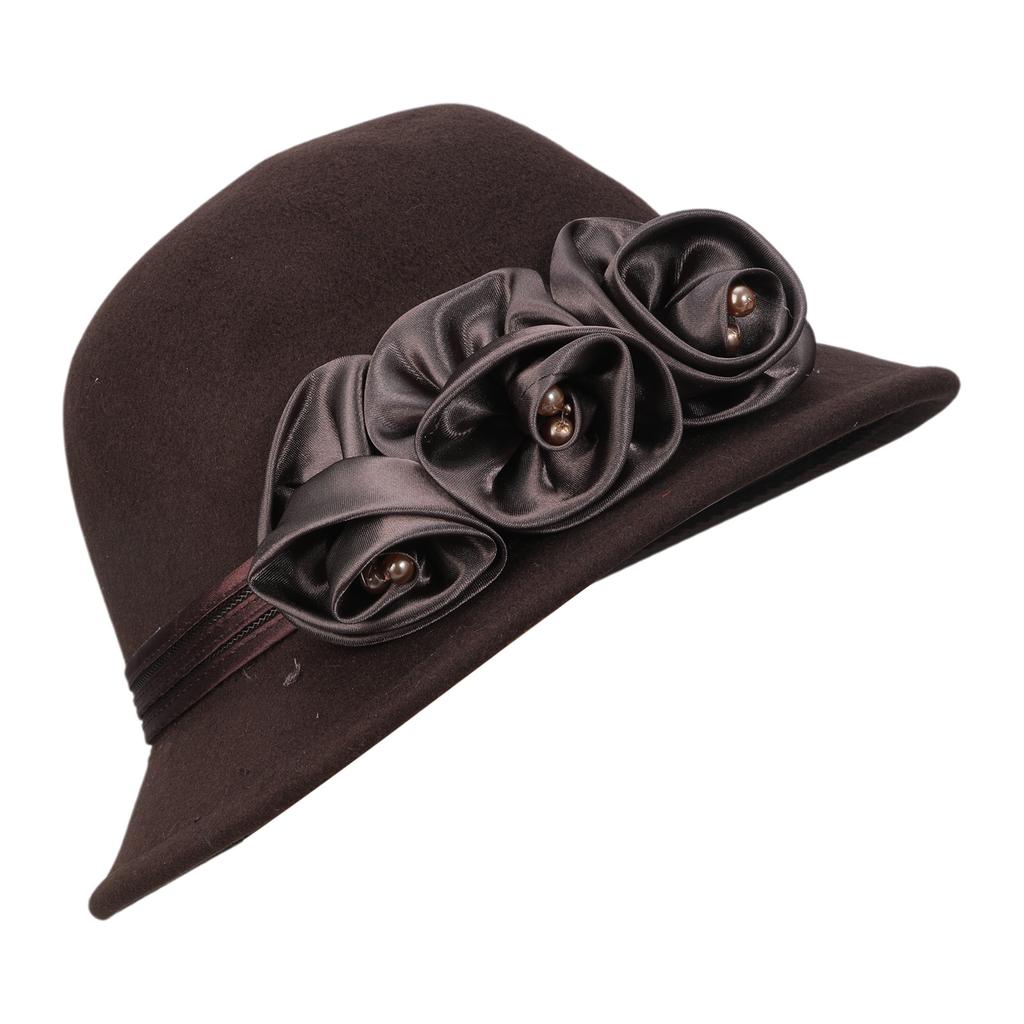 Fashion Fedora Cap Bowler Hat for Women 1920S Flapper Costume Wool Hat Cocktail Party Cap Winter Autumn Warm Headpiece