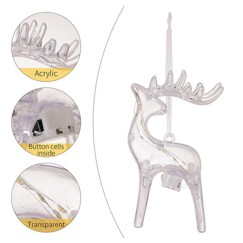 2025 New Reindeer Christmas Ornaments Acrylic Deer Tabletop Ornaments Illuminated Christmas Tree House Decorations Keepsake