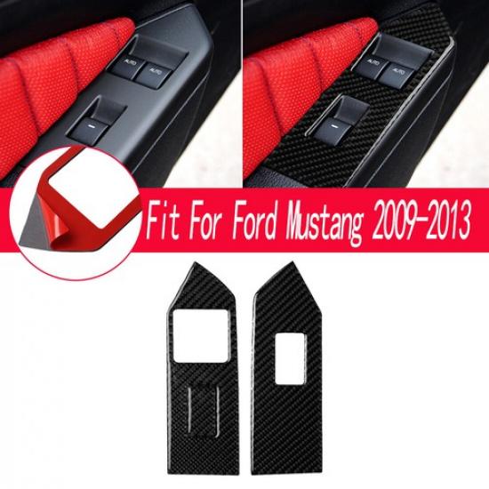 

3Pcs Carbon Fiber Window Lift Switch Panel Trim Cover Best For Ford Mustang