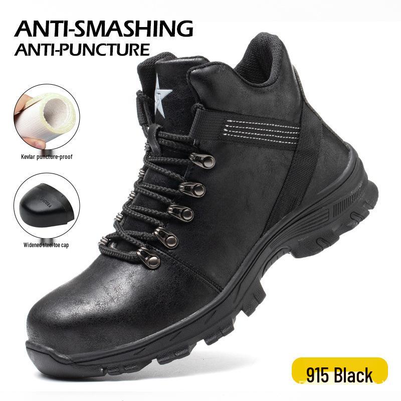Men's Waterproof, Impact & Puncture-resistant High-top Steel-toe Work Boots; Durable and Comfortable Safety Footwear.