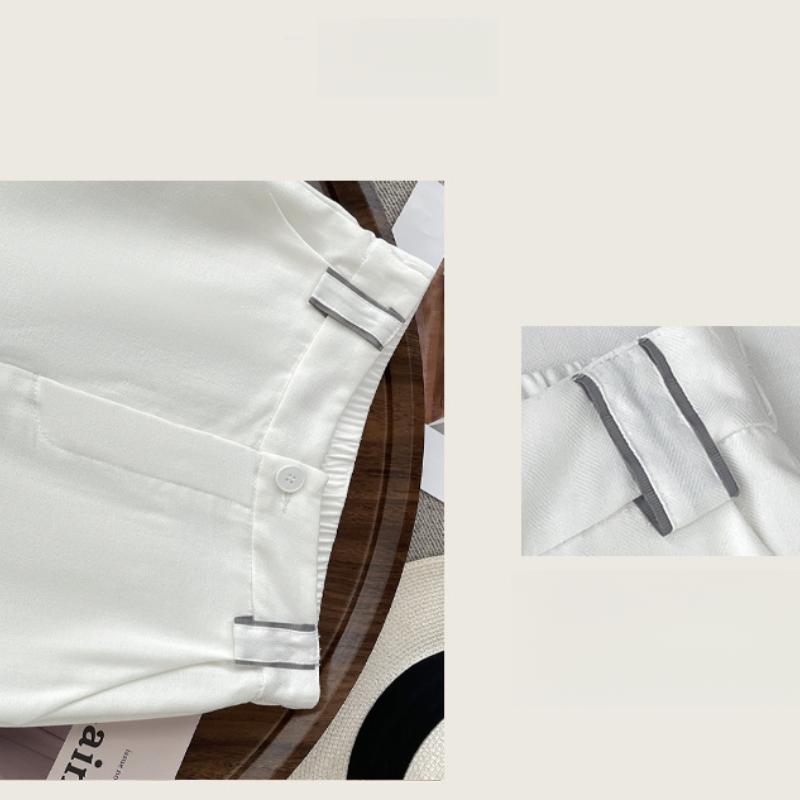 Lniane Spodnie z Tencelu z Szerokimi Nogawkami dla Kobiet Lato Nowe z Wysokim Stanem Draperowane Bawełniano-Lniane Proste Casualowe Długie Spodnie Cienkie