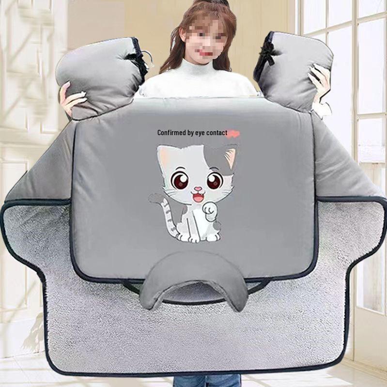 Winter Universal Electric Motorcycle Windproof Velvet-Lined Quilt - Double-Sided Waterproof Battery Car Shield