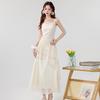 2026 Summer French Apricot Lace Embroidered Irregular Long Camisole Dress for Women