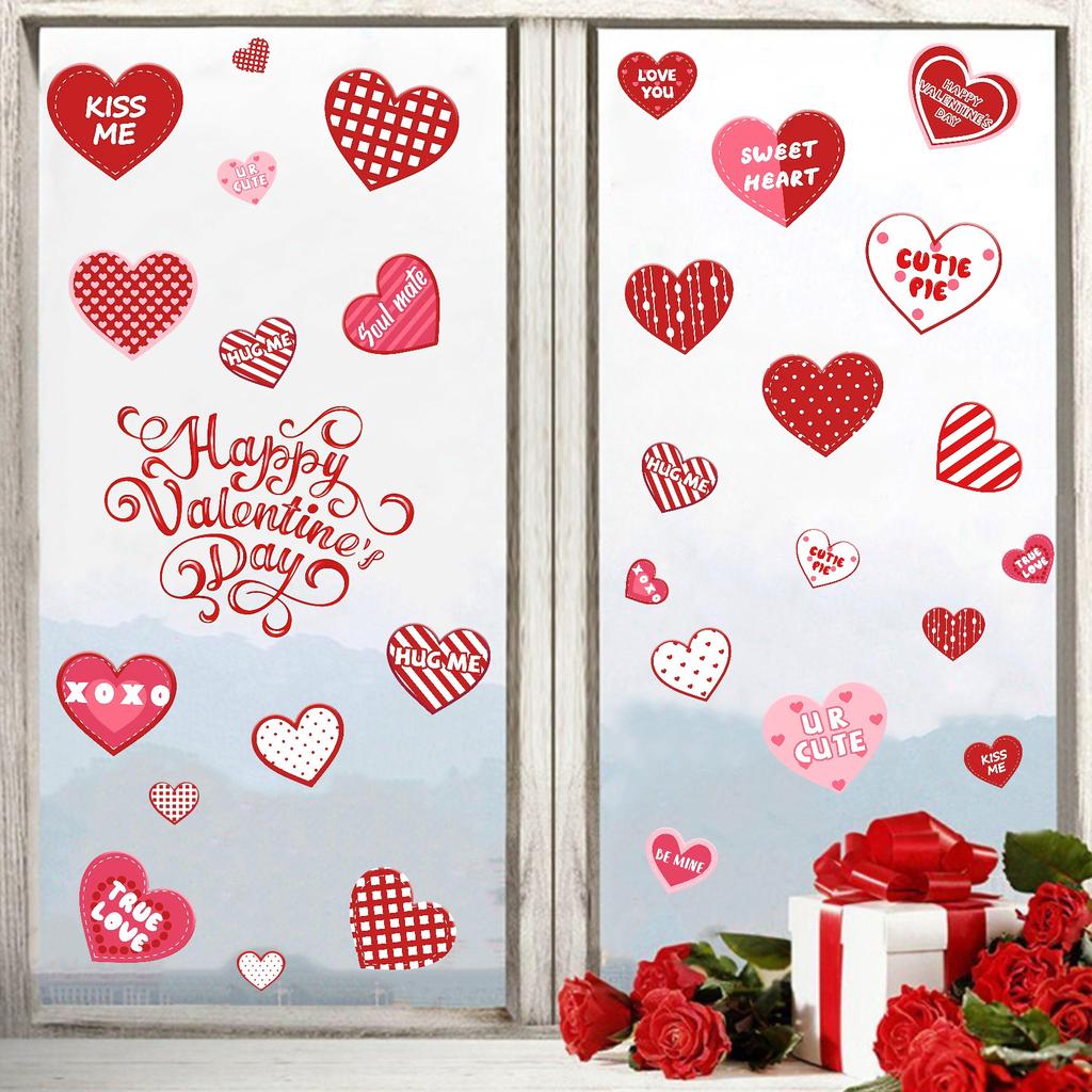 Valentine's Day Love Window Sticker Cartoon Dwarf Pvc Self-adhesive Marriage Wedding Wall Sticker Atmosphere Decoration Decals