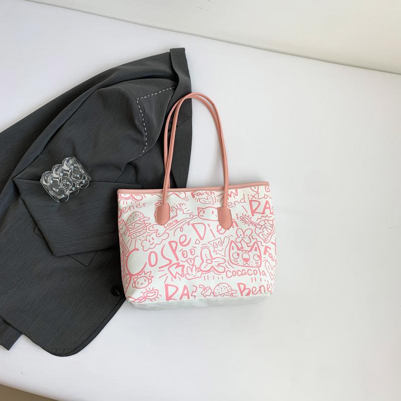 

Сумка из холста Graffiti, женская, 2025 года, новая, повседневная, сумка через плечо, универсальная, вместительная, для студентов и студентов
