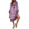 Diyun Women's 2024 Spring/Summer Casual Vacation Printed Long Sleeve Dress