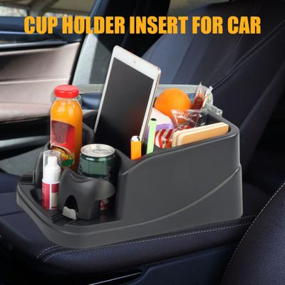 Small Center Console Car Console Organizer with Drink Holder Universal Rear Bench Seat Storage Box for IPad Smartphone Coins Book