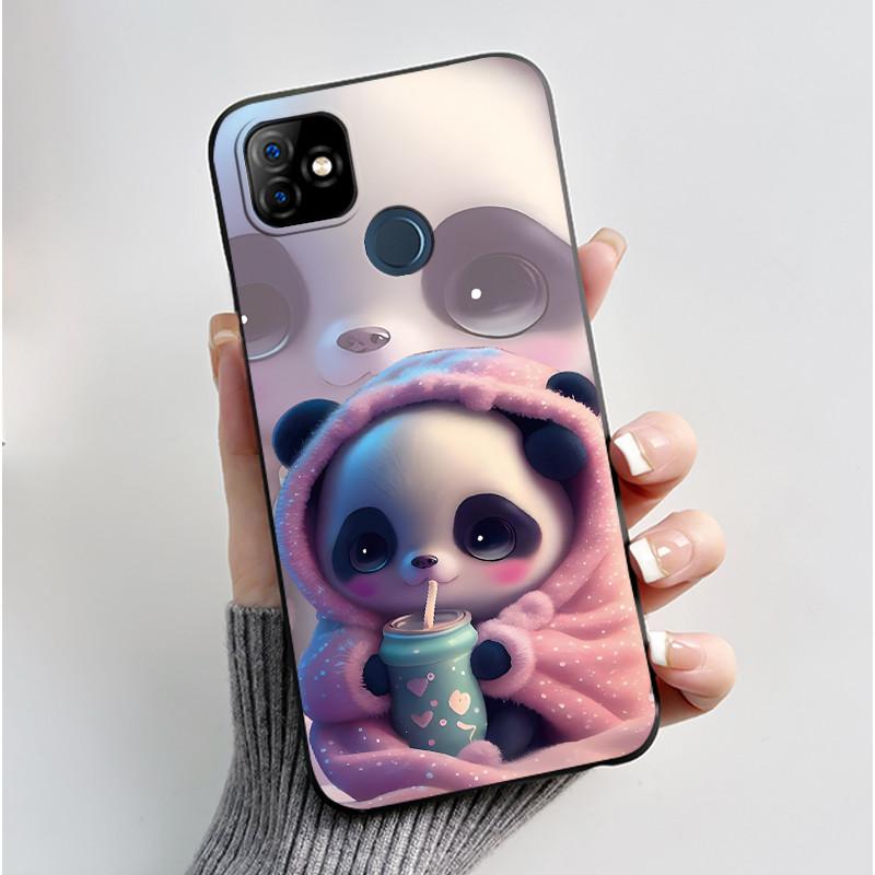 Bumper Soft Silicone Jelly Black Case For Itel P36 Play/Vision 1 Bright Aesthetic Sunset Starry Sky Painted Shockproof Cover