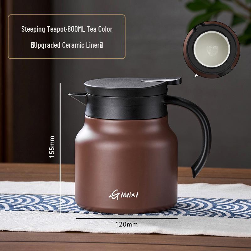 Large Capacity Ceramic Stewing Teapot with Thermos Flask for Home & Office