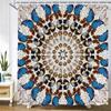 Bohemian Style Butterfly Shower Curtain 180*180 with Hooks,Boho Floral Waterproof Shower Curtain,Bath Curtains for Bathroom