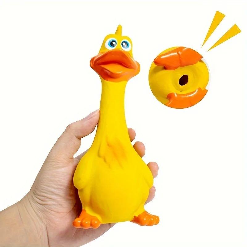 

Pet Dog Sound Toy - Screaming Standing Chicken and Big-Mouthed Duck, Latex Squeaky Teething Dog Toy жёлтый