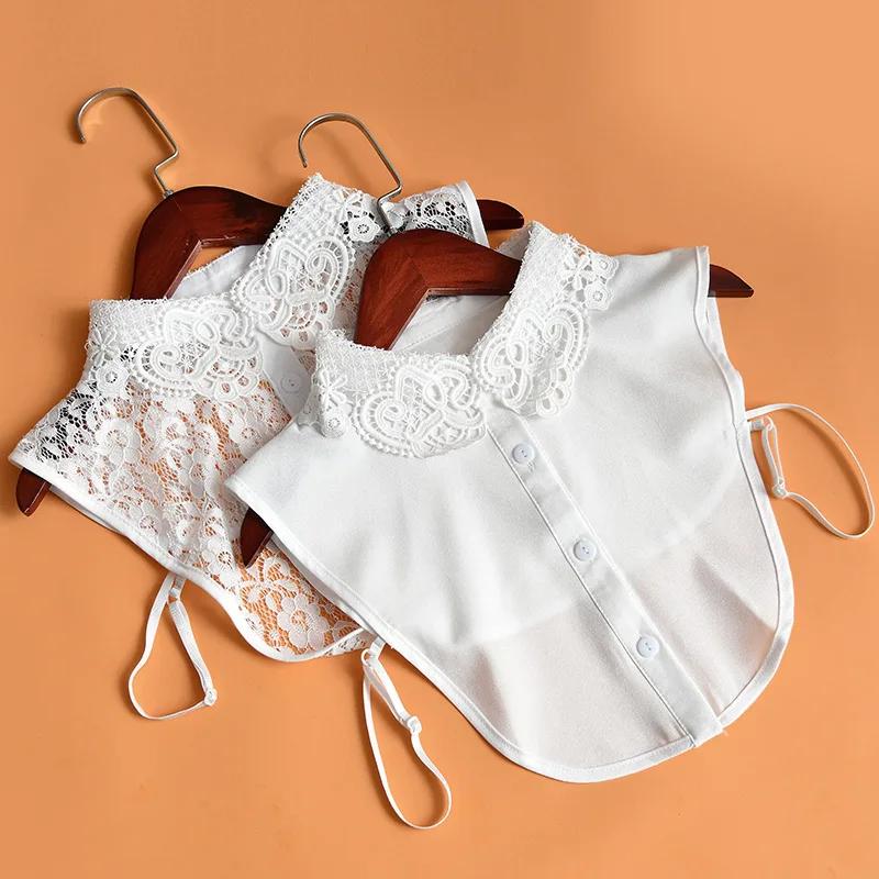 Vintage White Lace Detachable Collars For Women Floral Hollow Out False Collar Shirt Fake Half Shirt Collar Removable Faux Col