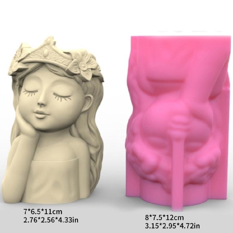 Flower Pot Silicone Mold Crown Girls Pen Holder Mold for DIY Succulent Planter