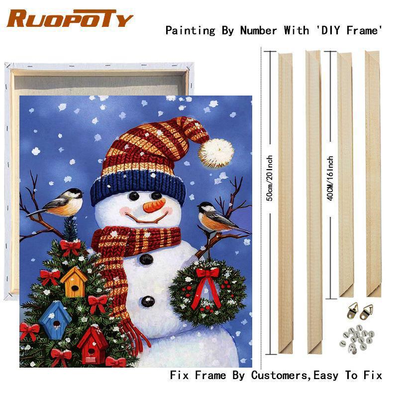 Frame Painting By Numbers For Adults Starter Kit Christmas Gift Wall Art Picture Numbers Painting Snowman For Home Decors 40x50