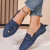 Large size women's autumn new one-pedal lazy shoes retro breathable beanie shoes flat single shoes