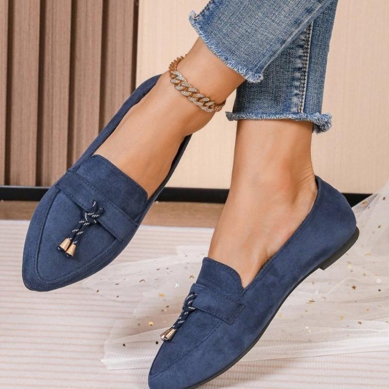 Large size women's autumn new one-pedal lazy shoes retro breathable beanie shoes flat single shoes
