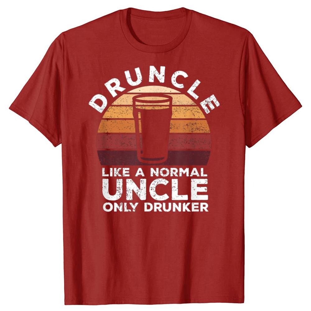 Druncle Funny Vintage Drunk Beer Drinking Uncle 100% Cotton T-shirts Men Casual Tshirt Loose Oversized Streetwear T Shirt
