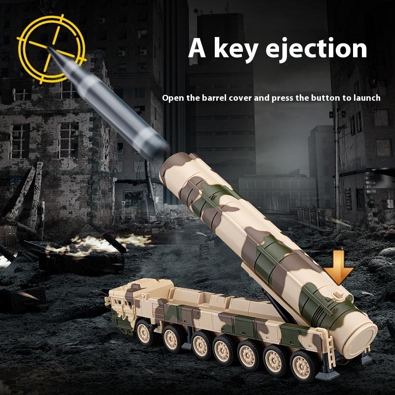 1/50 Scale Kids' Miniature DF-31 Missile Launcher Truck Model with LED Lights - Playful Military Display Toy for Boys & Collectors