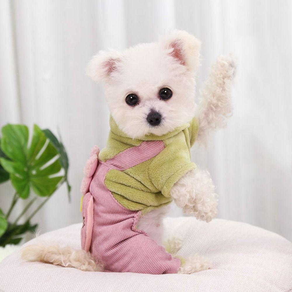 Flannel Puppy Four Legged Strap Pants Warm Winter Dog Costume Dog Thickened Warm Clothes  Autumn