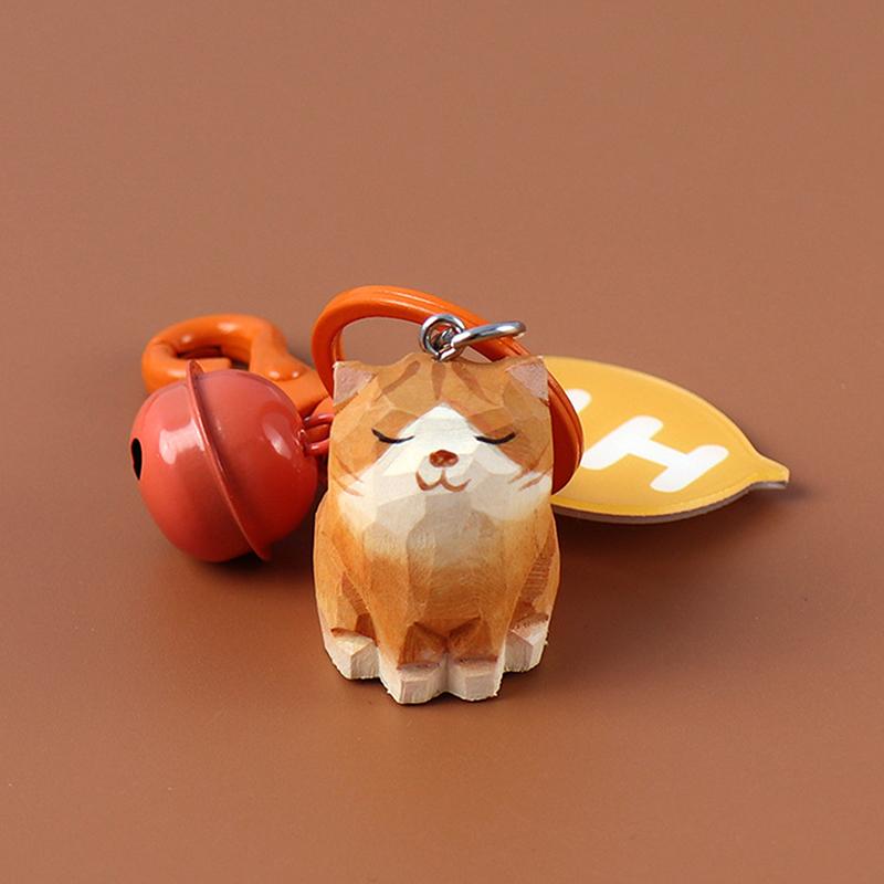 

Милые брелоки для ключей от машины в виде щенков, вырезанные из дерева, креативная деревянная резьба, маленький брелок в виде кошки, кавайный деревянный брелок-подвеска в виде собаки