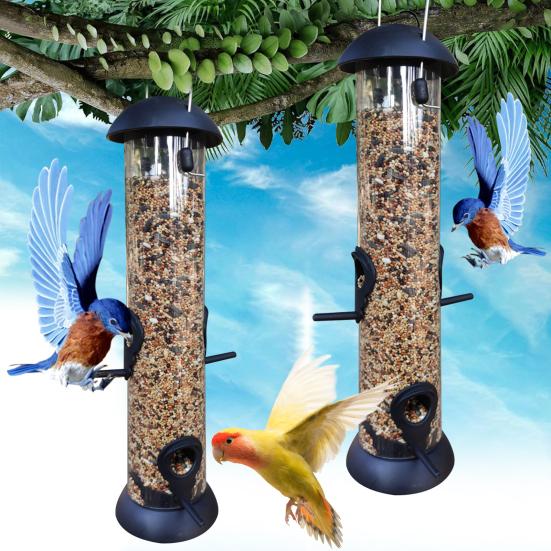 Hanging Birds Feeder Squirrel-proof Birdfeeder Outdoor Birdseed Dispenser Attracts Blue Tits Finches for Garden Wild Birds