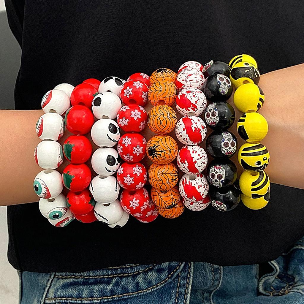 Cartoon Bee Printed Beaded Stretch Bracelet Cute Animal Wrist Jewelry for Women