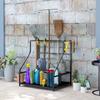Garden Tool Storage Rack, 3-Tier Garden Tool Rack with 11 Hooks for Long-Handled, Broom, Shovel, Rake, Holds 20 Tools