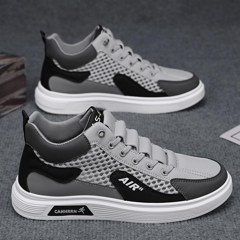 Men's shoes 2025 summer new breathable mesh sports casual shoes trend page high top fashion men's board shoes student