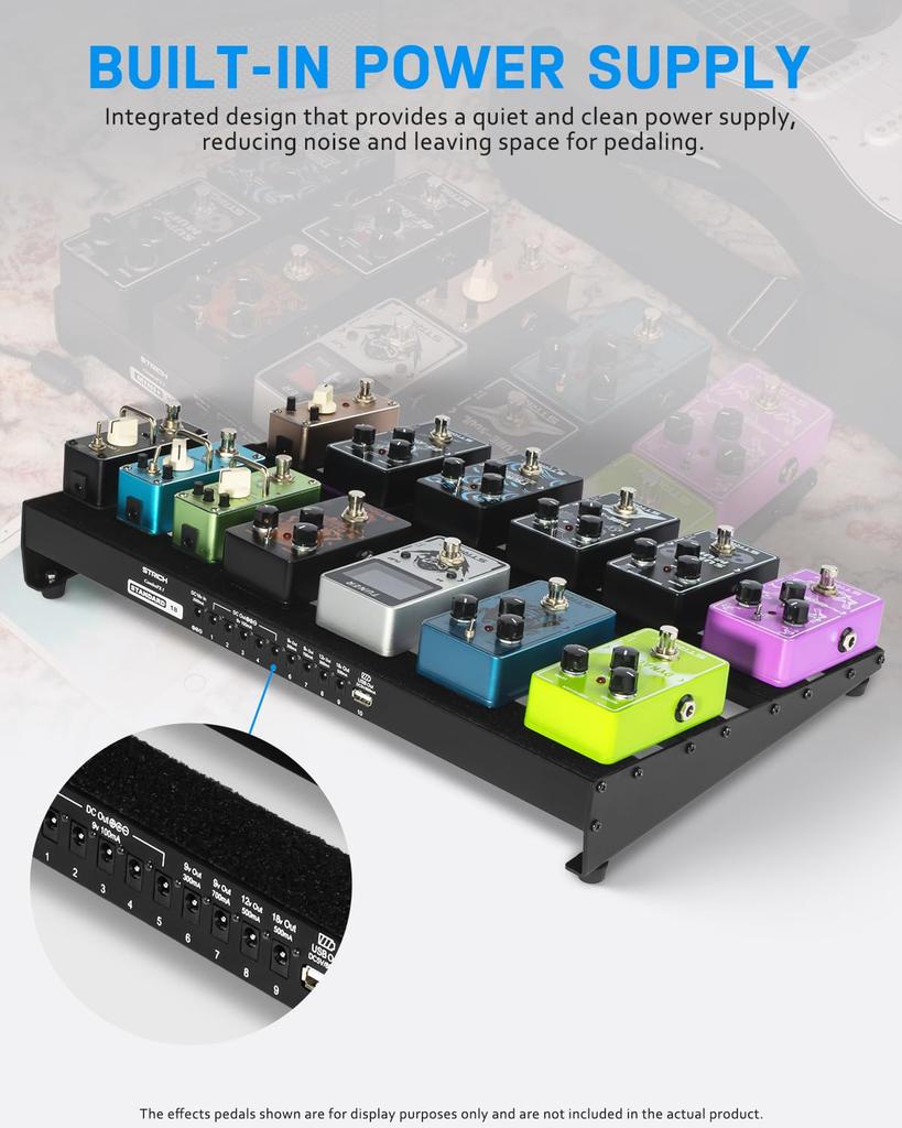 STRICH Powered Effects 46 x 28 Lightweight Aluminum Alloy Pedal Board with Pedal Cable Bag and Strips PB-S18 Board, cm, 1.2 kg, Hook-and-Loop