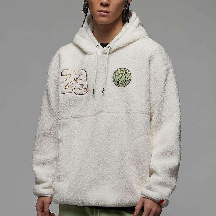 Jordan CNY Series Logo Fleece Hoodie With Drawstring Men Hoodie White FB1451-108