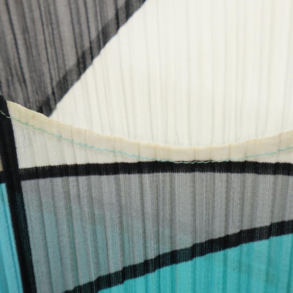 PLEATS PLEASE Made In Japan Geometric Pattern Five-quarter Sleeve Pleated Cut Women Used