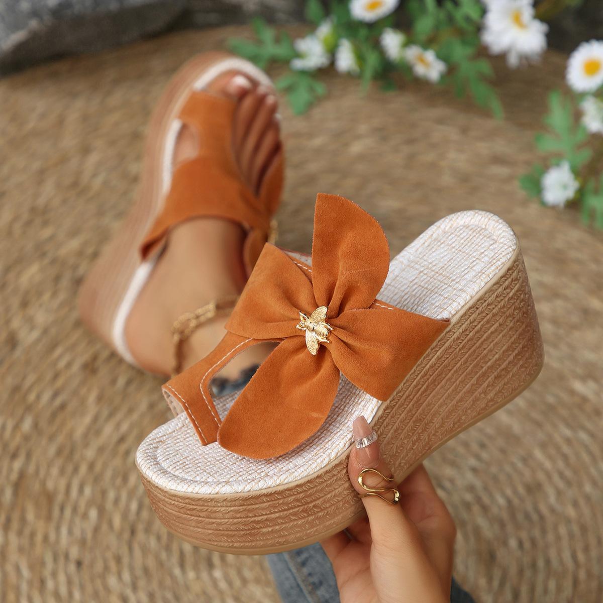 Pegged Heels Women s Shoes, Thick-soled Beach Flip-flops 36