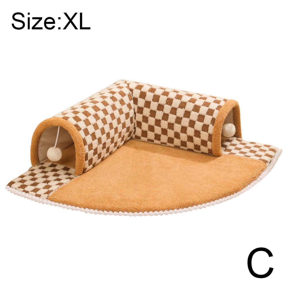 

2-в-1 тоннель для кошек, ковер-туннель для кошек, игровой туннель для кошек с подвесным игрушечным мячом, съемный и моющийся XL