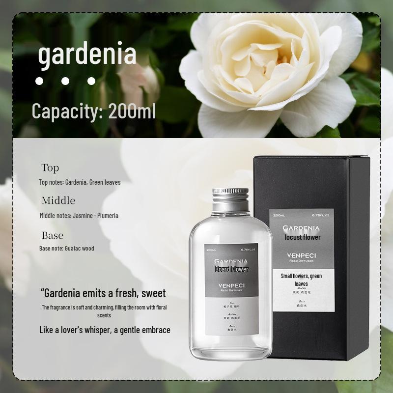 Wenpeiz Gardenia Aroma Diffuser Refill: Long-Lasting Essential Oil for Indoor Fragrance and Room Deodorizing. 200ml