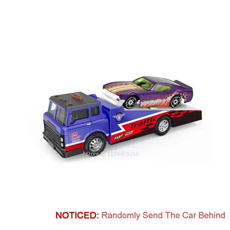 1:64 Scale Container Alloy Trailer Model Toy Car Diecast Metal Movable Joint Pull Back Engineering Vehicles Models Gifts for Boy