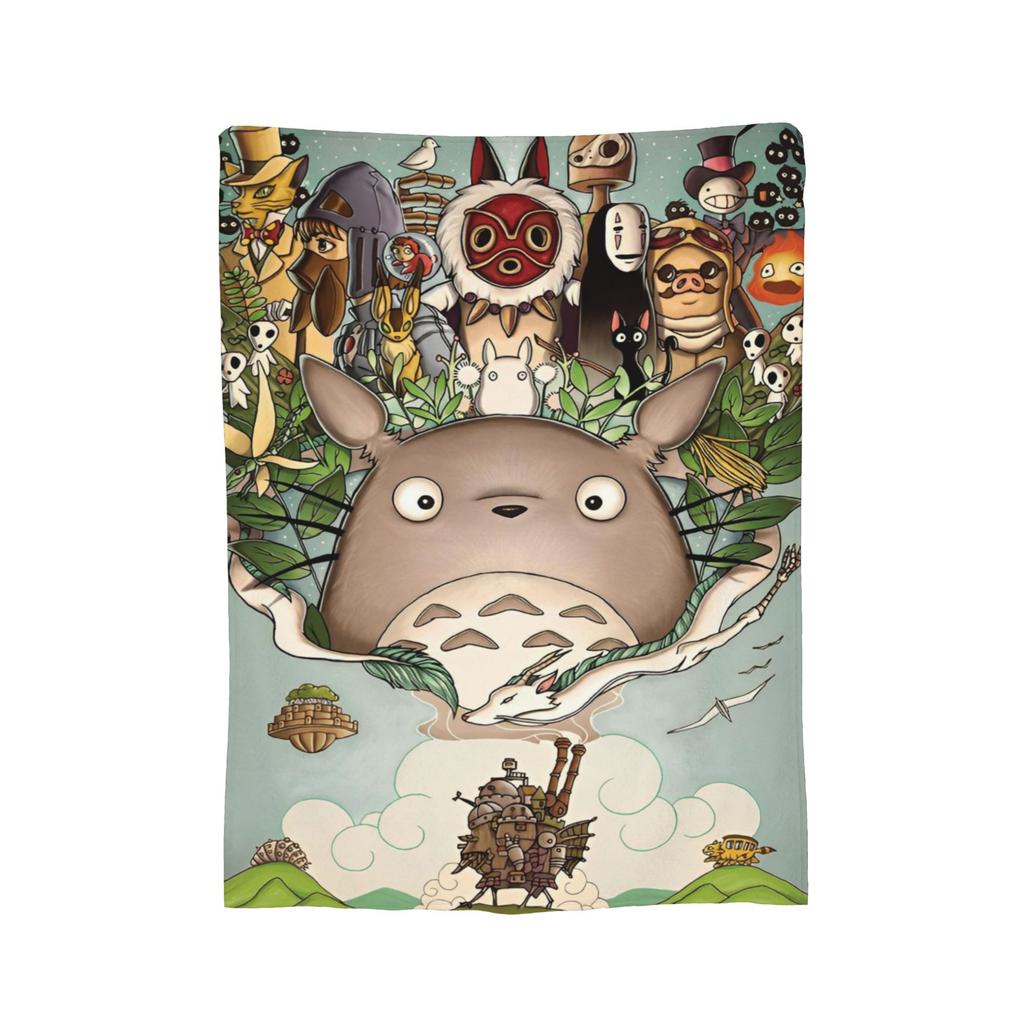Traditional Nekobasu Knitted Blankets Japanese T-Totoros Catbus Fleece Throw Blanket Bedding Couch Portable Soft Warm Bedspreads
