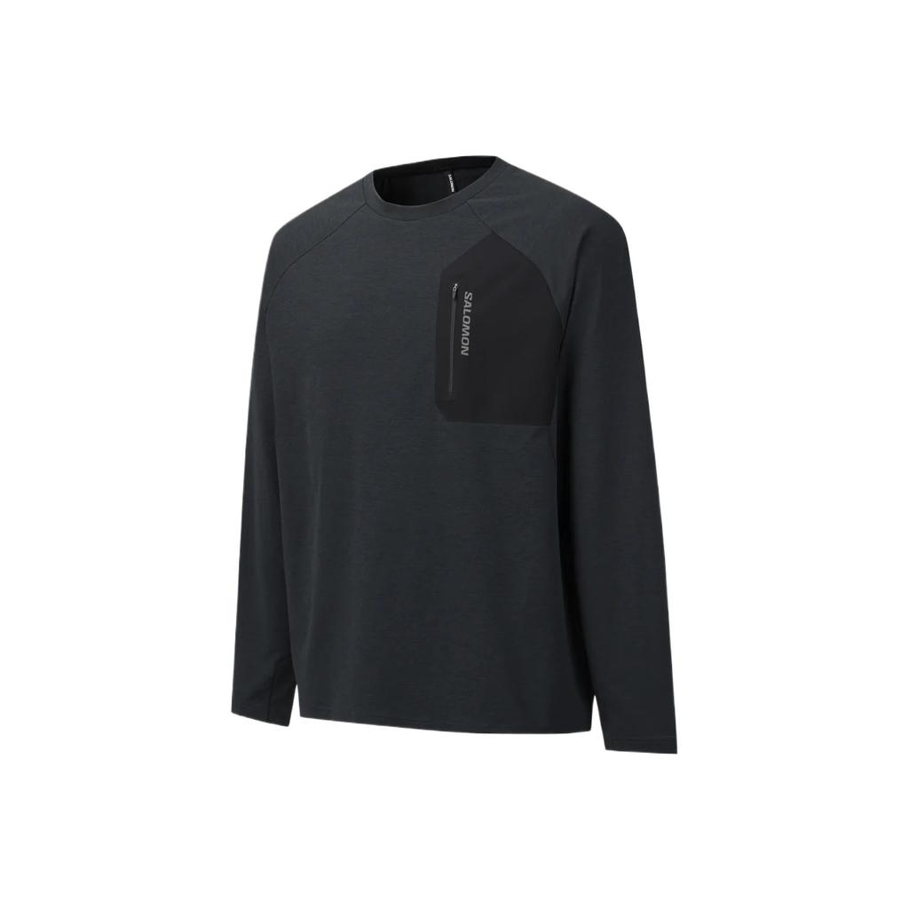 SALOMON Uni FW/AW25 Prime Delta Moisture Wicking Solid Color Crew Neck Long Sleeve T-Shirt Unisex Tops C30082