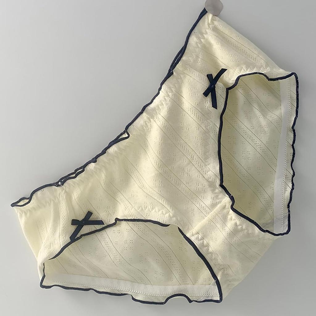 AZBESCZ Cotton Panties of with Satin Cute Lace and Ribbon Soft and Comfortable To the Touch 3 Women's (Set 3) Panties, Design, (Size L, Colors)