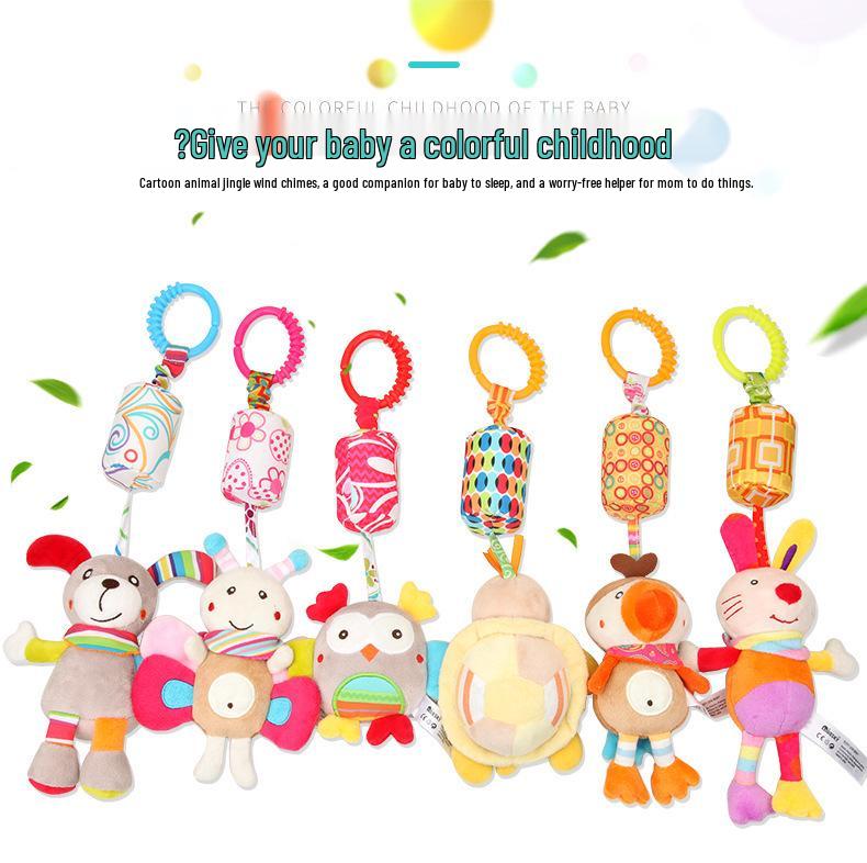 Baby Stroller Mobile with Rabbit, Bee, Bird, Owl & Dog Toys - Hanging Ornament & Bed Bell