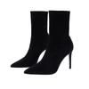 2025 New Royal Sister Style High-heeled Women's Shoes Pointed Thin Heels Short Boots Black Elastic Thin Socks Boots Martin Boots Sexy