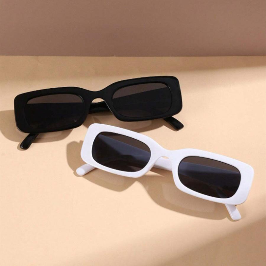 2 STÜCK Mode Kleine Quadratische Sonnenbrille lässig Y2K Wind Retro Mode Brille Sommerurlaubsbrille Damen