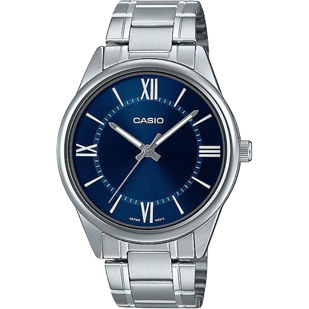 Casio MTP-V005D-2B5 Men s Standard Stainless Steel Blue Roman Dial Analog Watch